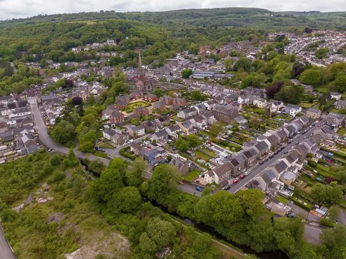 Framed Print : Editorial SWANSEA, UK - May 14, 2023: Drone view of Pontardawe town in the Swansea Valley featuring St Peter's Church Framed Print : Editorial SWANSEA, UK - May 14, 2023: Drone view of Pontardawe town in the Swansea Valley featuring St Peter's Church