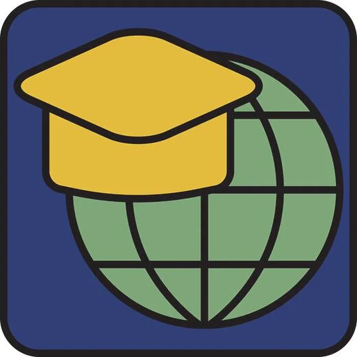 Framed Print : Education abroad, illustration, vector on a white background Framed Print : Education abroad, illustration, vector on a white background