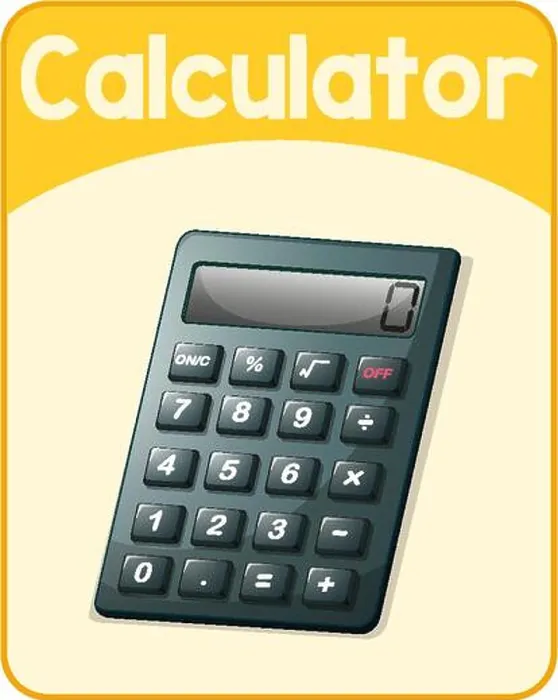 Framed Print : Educational English word card of calculator illustration Framed Print : Educational English word card of calculator illustration