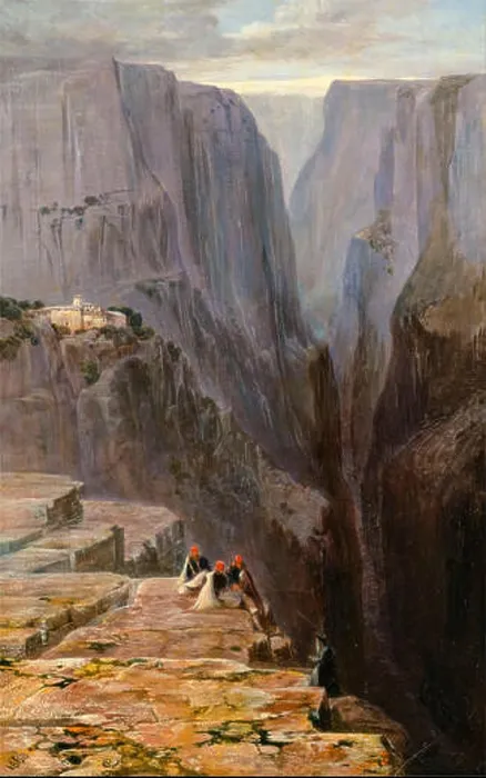 Framed Print : Edward Lear, Zagori, Greece, landscape painting, 1860 Framed Print : Edward Lear, Zagori, Greece, landscape painting, 1860