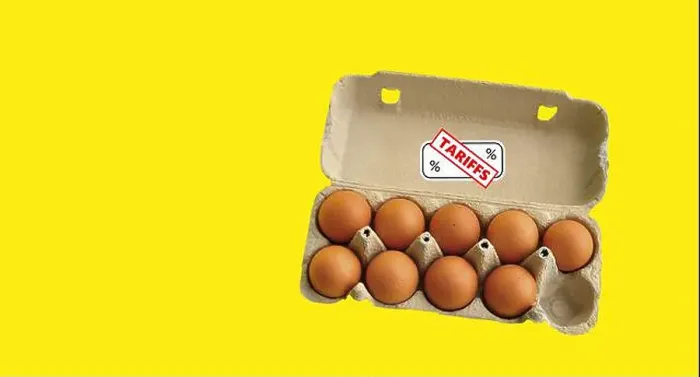 Framed Print : Egg shortage, Tariff label, An open egg tray with sticker Framed Print : Egg shortage, Tariff label, An open egg tray with sticker