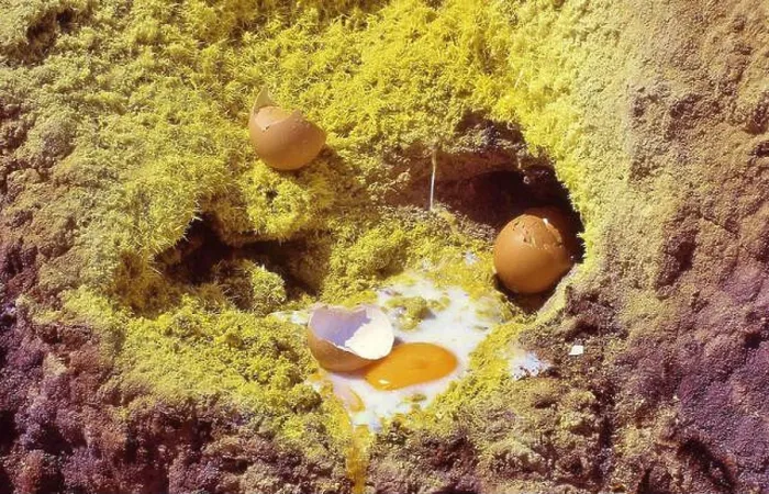 Framed Print : Eggs frying in the hot caldera of the Stefanos volcano on the Greek island of Nisyros Framed Print : Eggs frying in the hot caldera of the Stefanos volcano on the Greek island of Nisyros