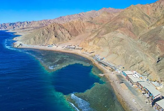 Framed Print : Egypt, Sinaï, Dahab, the Blue Hole (aerial view) Framed Print : Egypt, Sinaï, Dahab, the Blue Hole (aerial view)