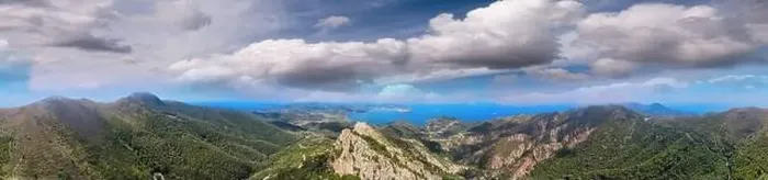 Framed Print : Elba Island, Italy. Amazing aerial view from drone of mountains and landscape
