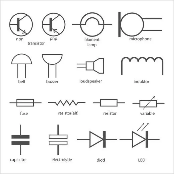 Framed Print : Electric circuit symbols Framed Print : Electric circuit symbols