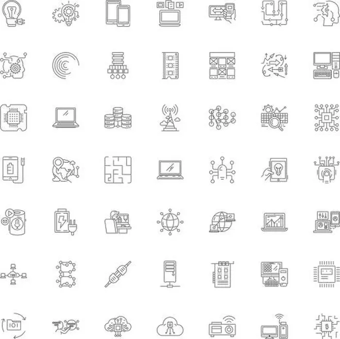 Framed Print : Electronics line icons, signs, symbols vector, linear illustration set