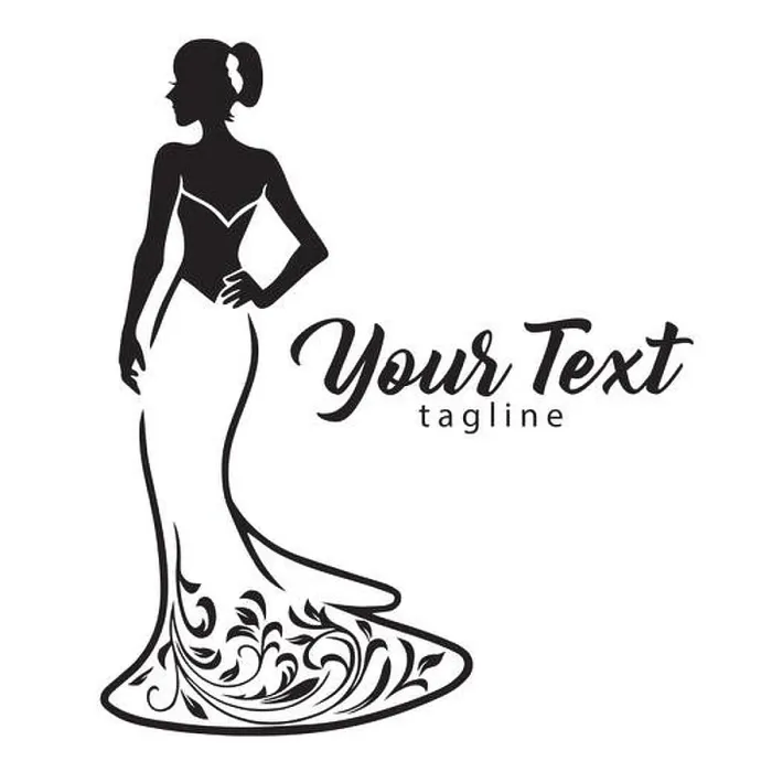 Framed Print : Elegant Wedding Bridal Wear Fashion Boutique Logo. Gown Sexy Dress Design Vector Line Illustration Framed Print : Elegant Wedding Bridal Wear Fashion Boutique Logo. Gown Sexy Dress Design Vector Line Illustration