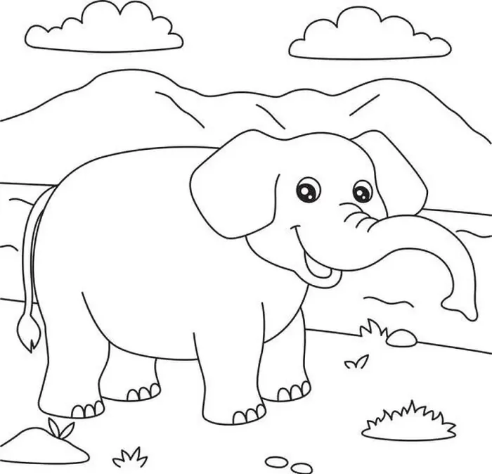 Framed Print : Elephant Coloring Page for Kids Framed Print : Elephant Coloring Page for Kids