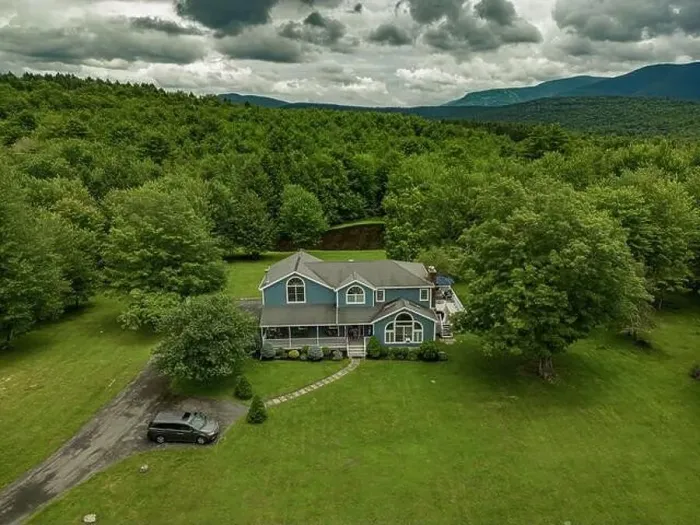 Framed Print : Elevated view drone photography of a Vacation Home at Kaaterskill Falls a two-stage waterfall on Spruce Creek in Framed Print : Elevated view drone photography of a Vacation Home at Kaaterskill Falls a two-stage waterfall on Spruce Creek in