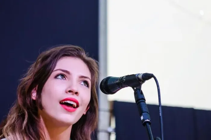 Framed Print : Ellie Rose singing with Shaun Buswell's Pilton Pop-Up Orchestra on the PRS stage at Glastonbury 2015 Framed Print : Ellie Rose singing with Shaun Buswell's Pilton Pop-Up Orchestra on the PRS stage at Glastonbury 2015