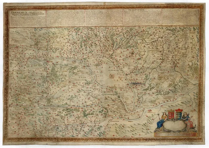 Framed Print : Emanuel Stenghri - Magyarország kéziratos térképe 1664