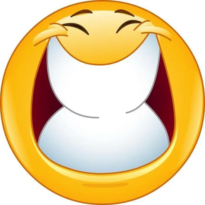 Framed Print : Emoticon with a big smile and closed eyes