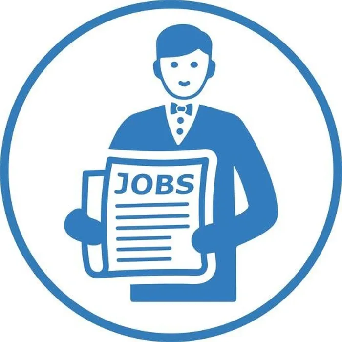 Framed Print : Employee, employment, job search icon, vector graphics for various use