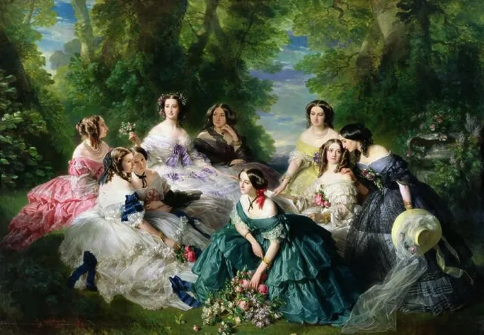Framed Print : Empress Eugénie (1826-1920) Surrounded by Her Ladies-in-Waiting, 1855 Framed Print : Empress Eugénie (1826-1920) Surrounded by Her Ladies-in-Waiting, 1855