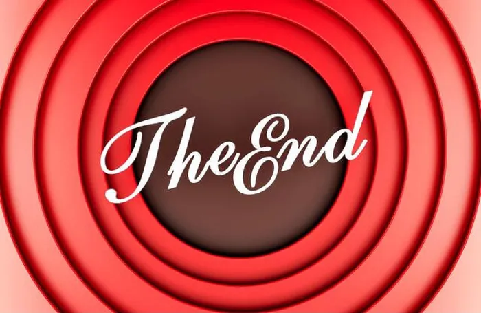 Framed Print : The End concept. Retro style movie ending screen in red color. 3D rendering Framed Print : The End concept. Retro style movie ending screen in red color. 3D rendering