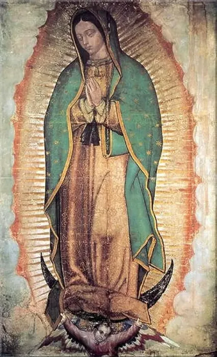 Framed Print : English: The Catholic Church considers the image of the Virgin of Guadalupe imprinted on the cloak of Juan Diego as a Framed Print : English: The Catholic Church considers the image of the Virgin of Guadalupe imprinted on the cloak of Juan Diego as a