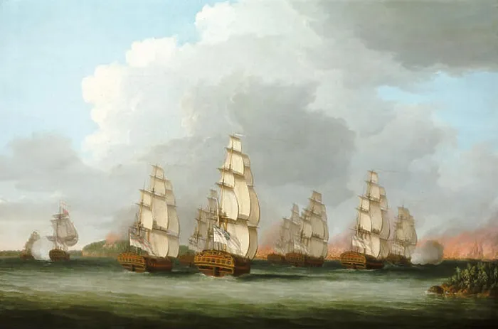 Framed Print : English: Destruction of the American Fleet at Penobscot Bay Framed Print : English: Destruction of the American Fleet at Penobscot Bay