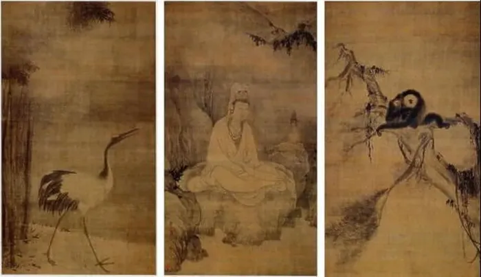 Framed Print : English: Guanyin, Monkeys, and Crane (絹本墨画淡彩観音猿鶴図) Framed Print : English: Guanyin, Monkeys, and Crane (絹本墨画淡彩観音猿鶴図)