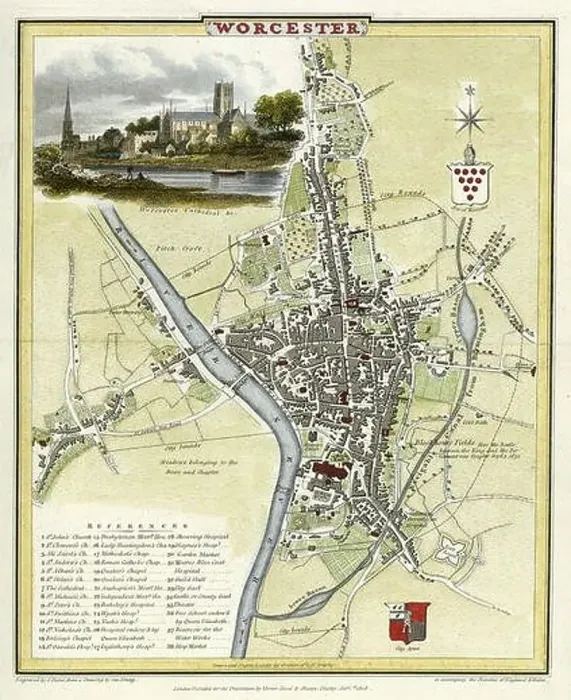 Framed Print : English: A map of Worcester in 1806 (engraved by J) Framed Print : English: A map of Worcester in 1806 (engraved by J)