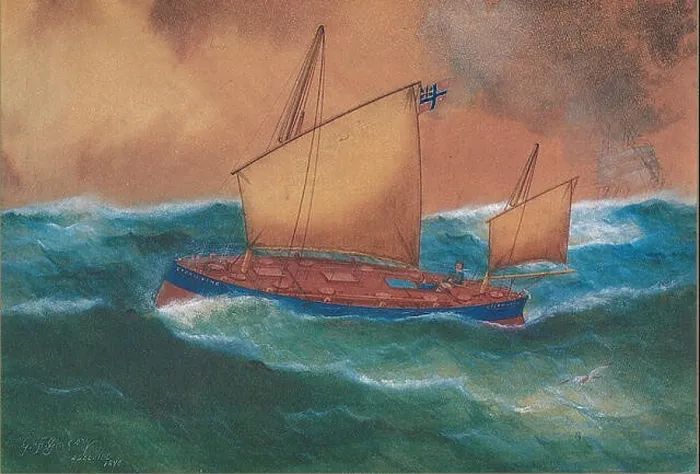 Framed Print : English: Storm King at sea - the very first capsuled lifeboat Norsk bokmål: Storm King - verdens første overbygde livbåt - bilde etter et Framed Print : English: Storm King at sea - the very first capsuled lifeboat Norsk bokmål: Storm King - verdens første overbygde livbåt - bilde etter et