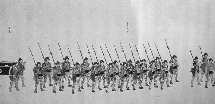 Framed Print : English: Takeda Han soldiers in the first Choshu expedition Framed Print : English: Takeda Han soldiers in the first Choshu expedition
