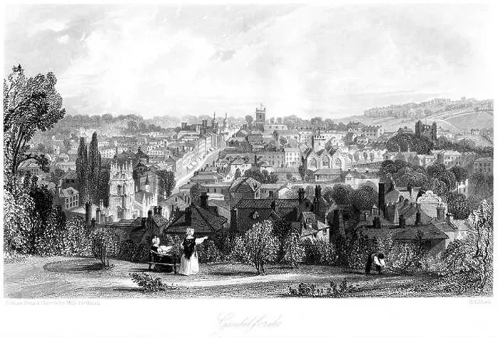 Framed Print : An engraving of Guildford, Surrey scanned at high resolution from a book printed in 1850 Framed Print : An engraving of Guildford, Surrey scanned at high resolution from a book printed in 1850