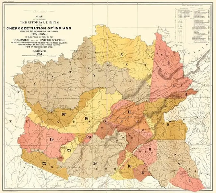 Framed Print : An enhanced, restored reproduction of a map of the former territorial limits of the Cherokee 'Nation of' Indians 1884 Framed Print : An enhanced, restored reproduction of a map of the former territorial limits of the Cherokee 'Nation of' Indians 1884