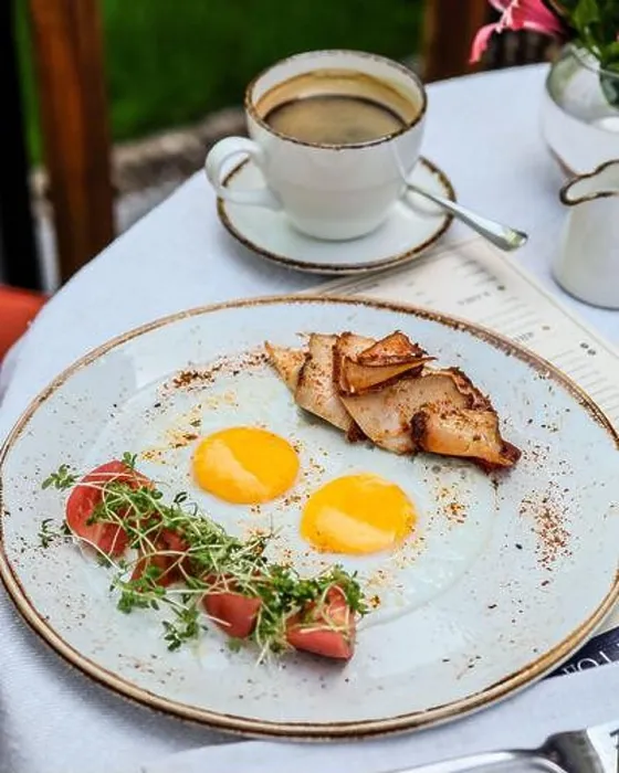 Framed Print : Enjoy a delicious breakfast featuring eggs, grilled chicken, and a nice cup of coffee Framed Print : Enjoy a delicious breakfast featuring eggs, grilled chicken, and a nice cup of coffee