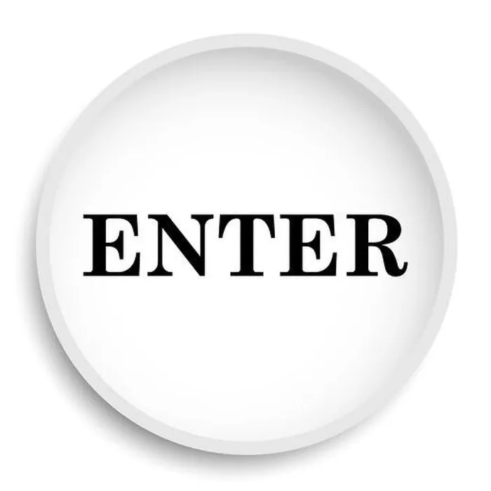 Framed Print : Enter icon. Enter website button on white background