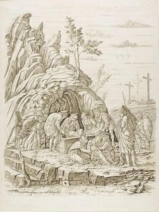 Framed Print : The Entombment, 1485 / 90, possibly printed in the 18th century Framed Print : The Entombment, 1485 / 90, possibly printed in the 18th century