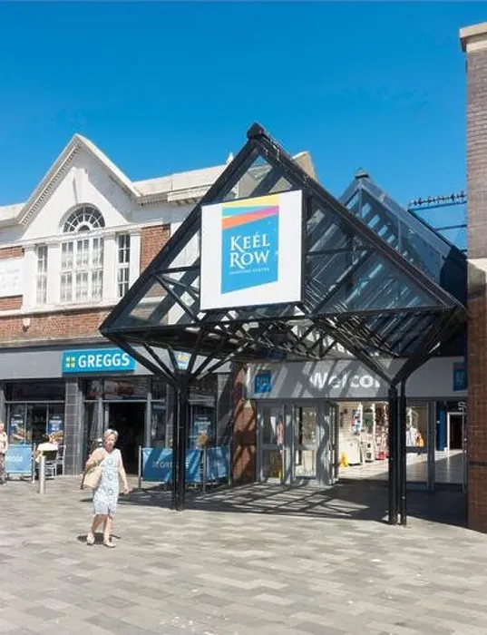 Framed Print : The entrance to the Keel Row shopping centre in Blyth town centre, Northumberland, England, UK Framed Print : The entrance to the Keel Row shopping centre in Blyth town centre, Northumberland, England, UK