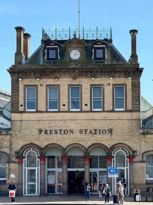 Framed Print : Entrance to Preston railway station with Kiss and Ride sign Framed Print : Entrance to Preston railway station with Kiss and Ride sign