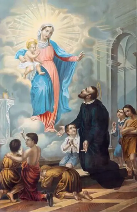 Framed Print : ENTREVES, ITALY - JUNY 12, 2022: The vision of Madonna to St