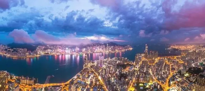 Framed Print : Epic aerial view of cityscape of Hong Kong. Cyberpunk metropolis scene, night, drone view Framed Print : Epic aerial view of cityscape of Hong Kong. Cyberpunk metropolis scene, night, drone view