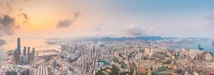 Framed Print : Epic aerial view of evening scene of Victoria Harbour, Hong Kong, in golden hour. famous travel destination, metropolis Framed Print : Epic aerial view of evening scene of Victoria Harbour, Hong Kong, in golden hour. famous travel destination, metropolis