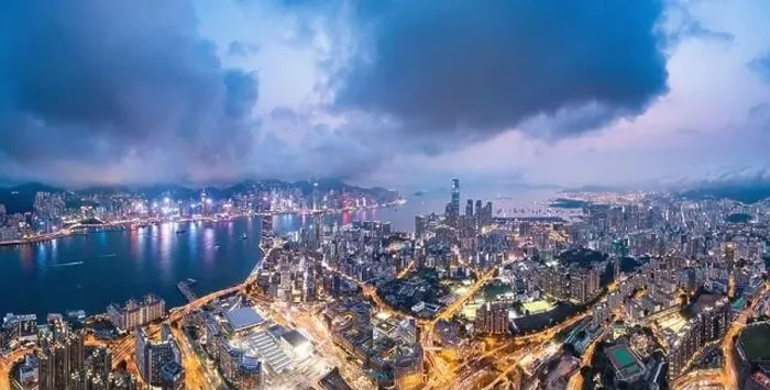 Framed Print : Epic aerial view of night scene of Victoria Harbour, Hong Kong, famous travel destination, metropolis Framed Print : Epic aerial view of night scene of Victoria Harbour, Hong Kong, famous travel destination, metropolis