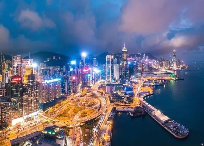 Framed Print : Epic aerial view of night scene of Victoria Harbour, Hong Kong, famous travel destination, metropolis Framed Print : Epic aerial view of night scene of Victoria Harbour, Hong Kong, famous travel destination, metropolis