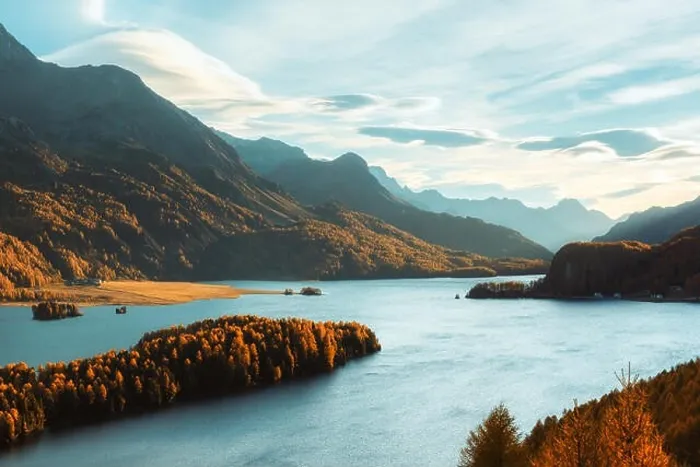 Framed Print : Epic view on autumn lake Sils (Silsersee) in Swiss Alps. Autumn forest with yellow larch on background. Landscape photography Framed Print : Epic view on autumn lake Sils (Silsersee) in Swiss Alps. Autumn forest with yellow larch on background. Landscape photography