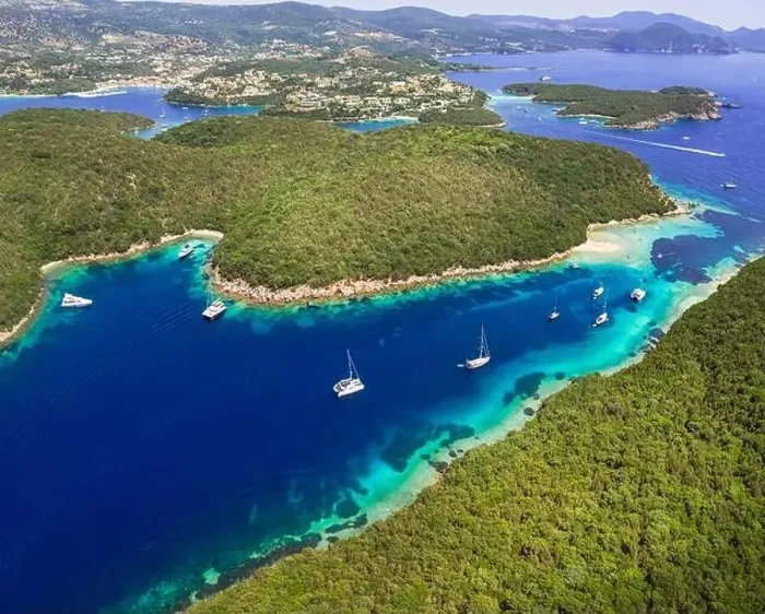 Framed Print : Epirus, Greece. Sivota - stunning aerial drone video of turquoise sea known as Blue Lagoon and unique beaches Framed Print : Epirus, Greece. Sivota - stunning aerial drone video of turquoise sea known as Blue Lagoon and unique beaches