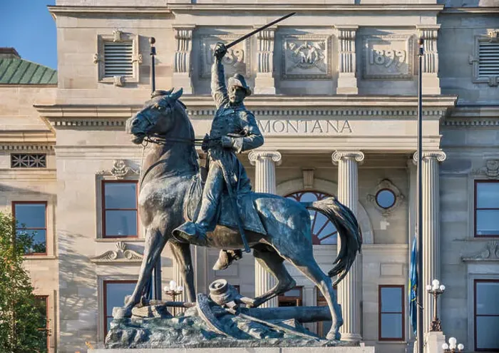 Framed Print : Equestrian statue of General Thomas Francis Meagher at Montana State Capitol Building, Helena, Montana, USA Framed Print : Equestrian statue of General Thomas Francis Meagher at Montana State Capitol Building, Helena, Montana, USA