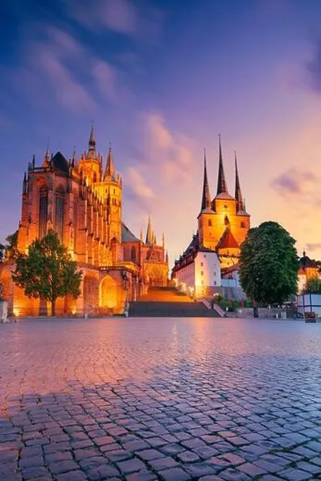 Framed Print : Erfurt, Germany. Cityscape image of downtown Erfurt, Germany with Erfurt Cathedral at summer sunset Framed Print : Erfurt, Germany. Cityscape image of downtown Erfurt, Germany with Erfurt Cathedral at summer sunset