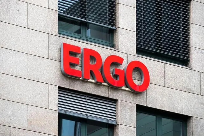 Framed Print : Ergo logo on a facade Framed Print : Ergo logo on a facade