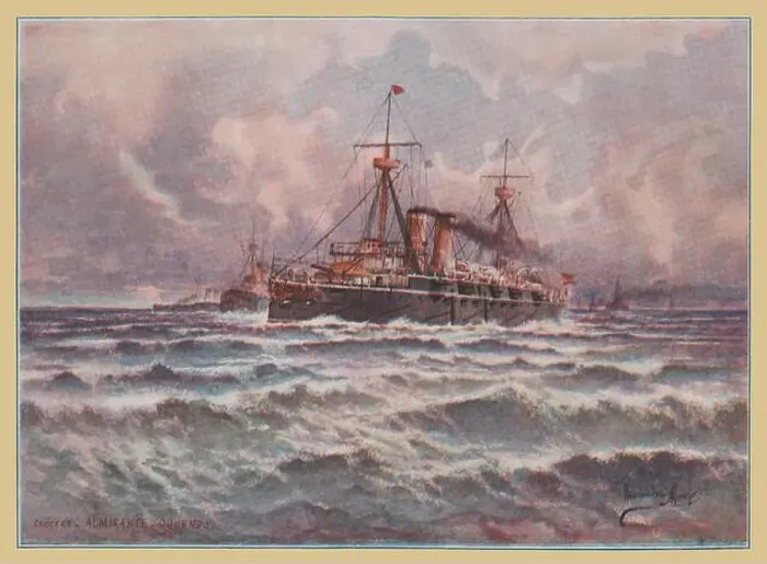 Framed Print : España. La Armada española. Acorazado de segunda clase Almirante Oquendo Framed Print : España. La Armada española. Acorazado de segunda clase Almirante Oquendo