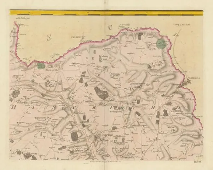 Framed Print : Essex N #3 Castle / Sible Hedingham Great Yeldham Belchamp. Chapman / André 1777 map Framed Print : Essex N #3 Castle / Sible Hedingham Great Yeldham Belchamp. Chapman / André 1777 map