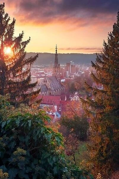 Esslingen am Neckar, Germany. Cityscape image of picturesque old town of Esslingen am Neckar, Germany located in the Stuttgart region at autumn sunset