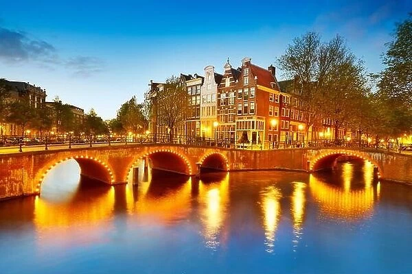 Evening at Amsterdam canals - Holland, Netherlands