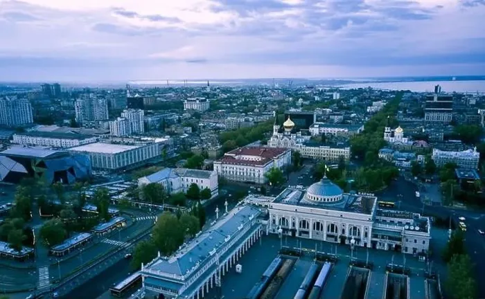 Framed Print : Evening panorama of the center city Odessa Ukraine. Drone footage, blue time Framed Print : Evening panorama of the center city Odessa Ukraine. Drone footage, blue time