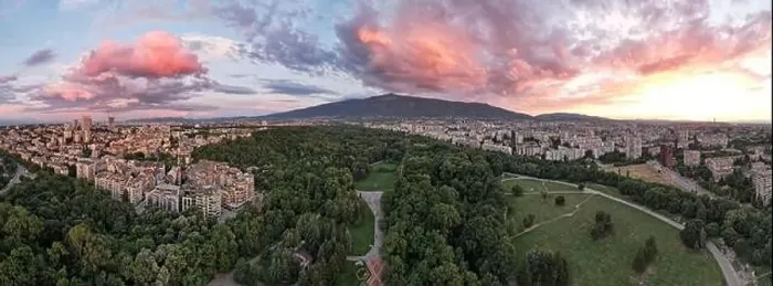 Framed Print : Evening sunset over Sofia city, Bulgaria Framed Print : Evening sunset over Sofia city, Bulgaria