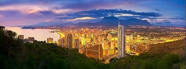 Evening view at Benidorm cityscape, Spain