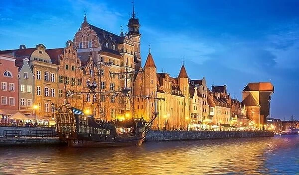 Evening view at Gdansk Old Town, Poland